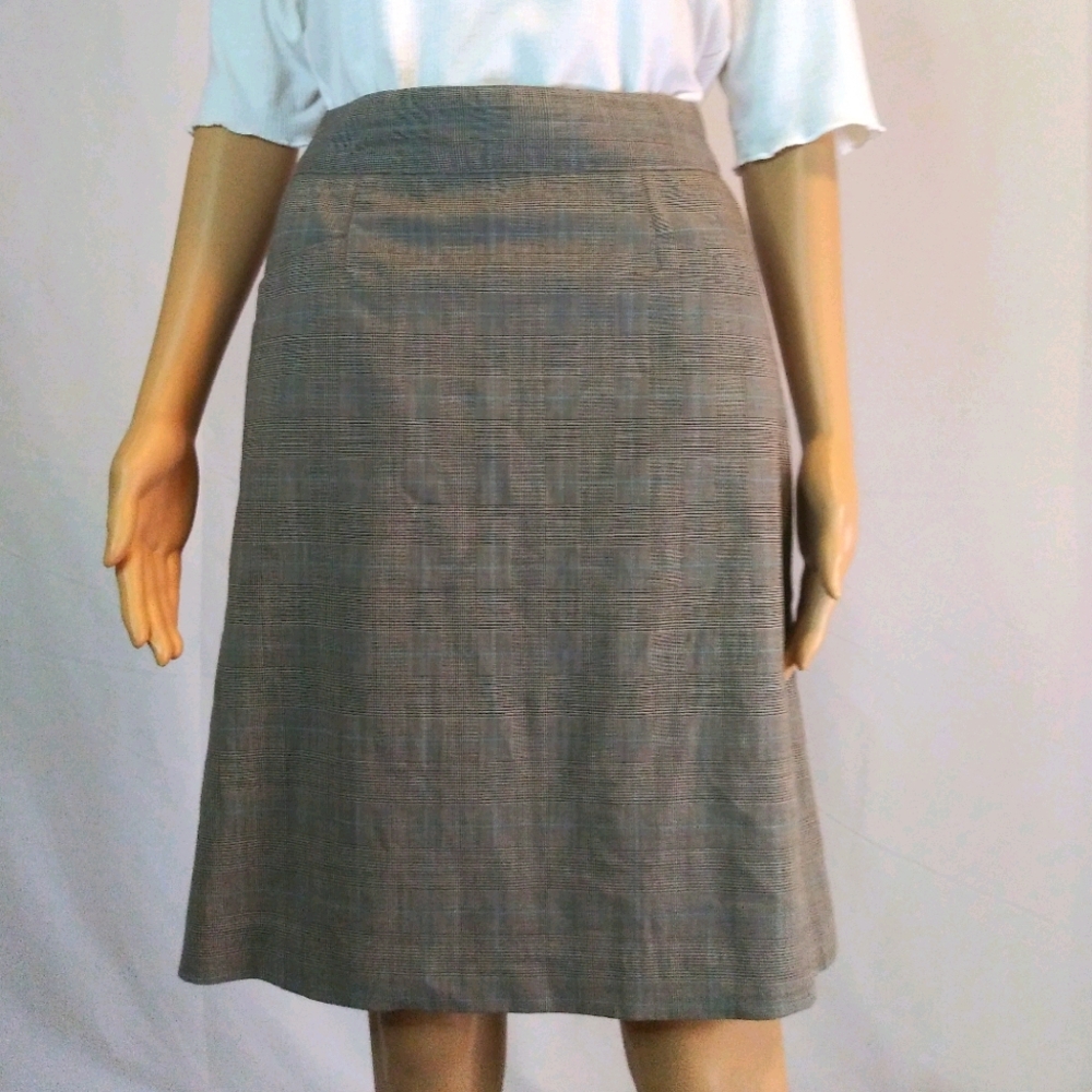 BANANA REPUBLIC Sz 2 Plaid High Skirt Brown Wool